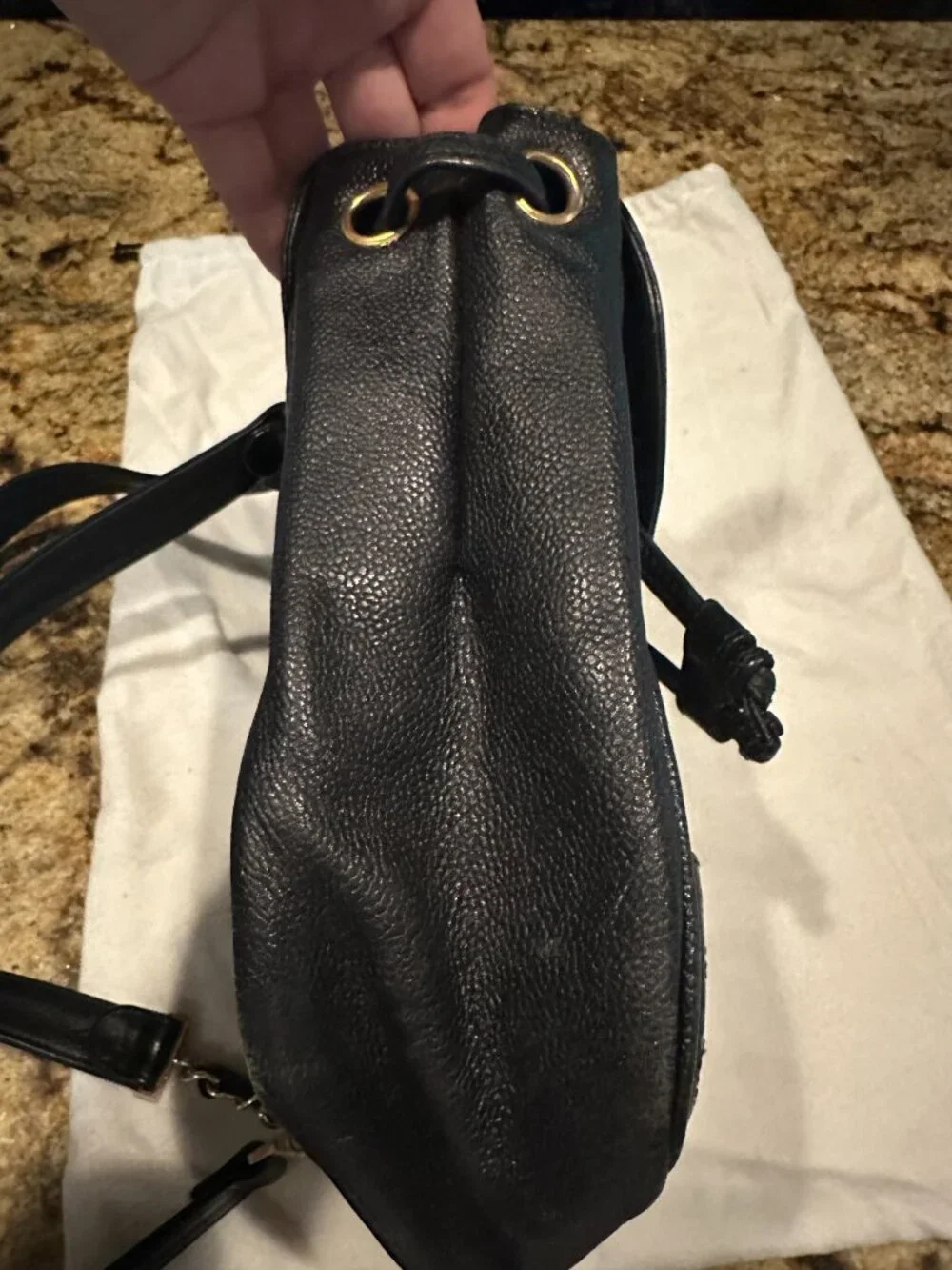 Chanel Vintage Black Caviar CC Backpack
